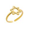 18K Gold Plated Stainless Steel Geometric Open Wide Band Unisex Ring