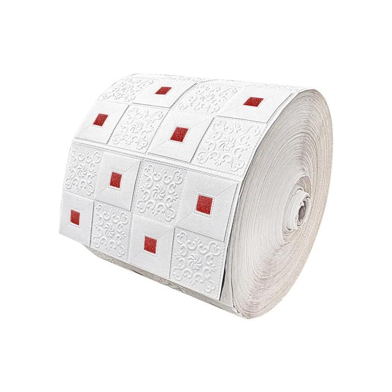 3/5/10m 3D Self-Adhesive Wallpaper Continuous Waterproof Brick Wall Stickers Living Room Bedroom Children's Room Home Decoration