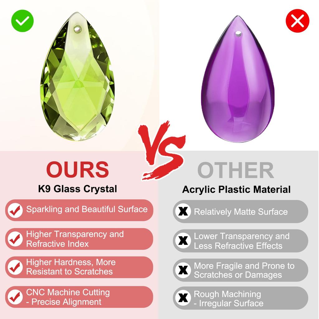 PATIKIL 10er-Pack Sonnenfänger 38mm Netz Kristallkugel Hängendes Kristallprisma zur Fensterdekoration DIY Olivgrün