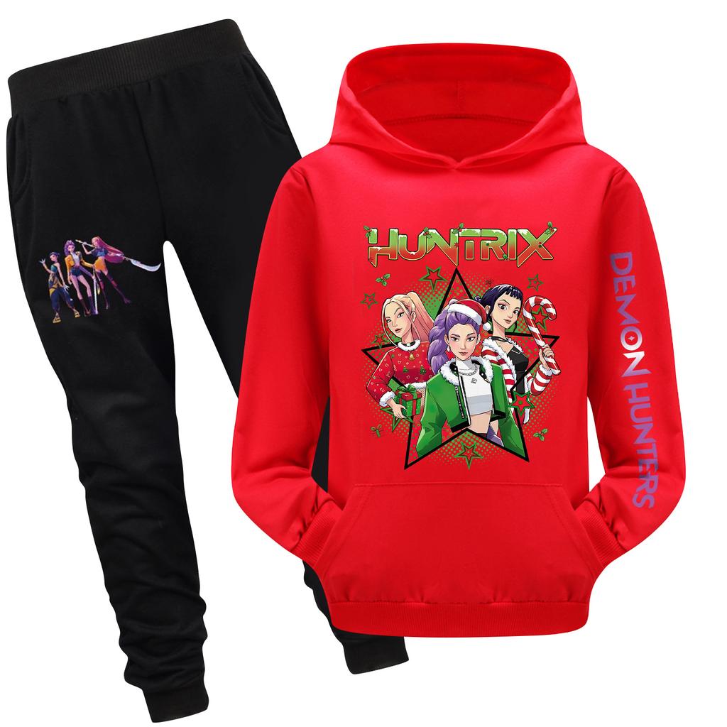 Children's Hooded Top And Pants Two-piece Tracksuit Set Long-sleeved Printed Sweatshirt Set