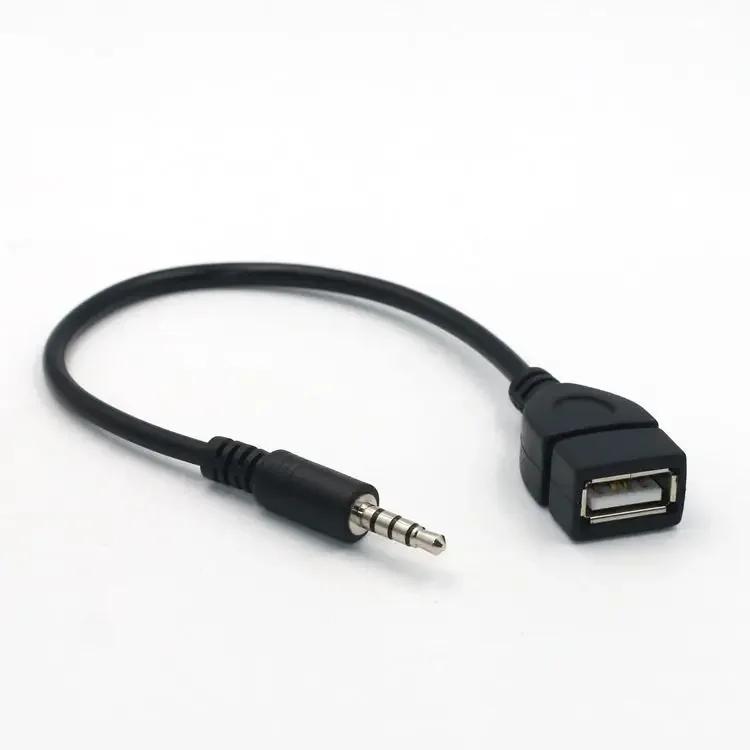 

3.5mm Car AUX Audio Cable To USB Audio Cable Car Electronics for Play Music Black Car Audio Cable USB Headphone Converter