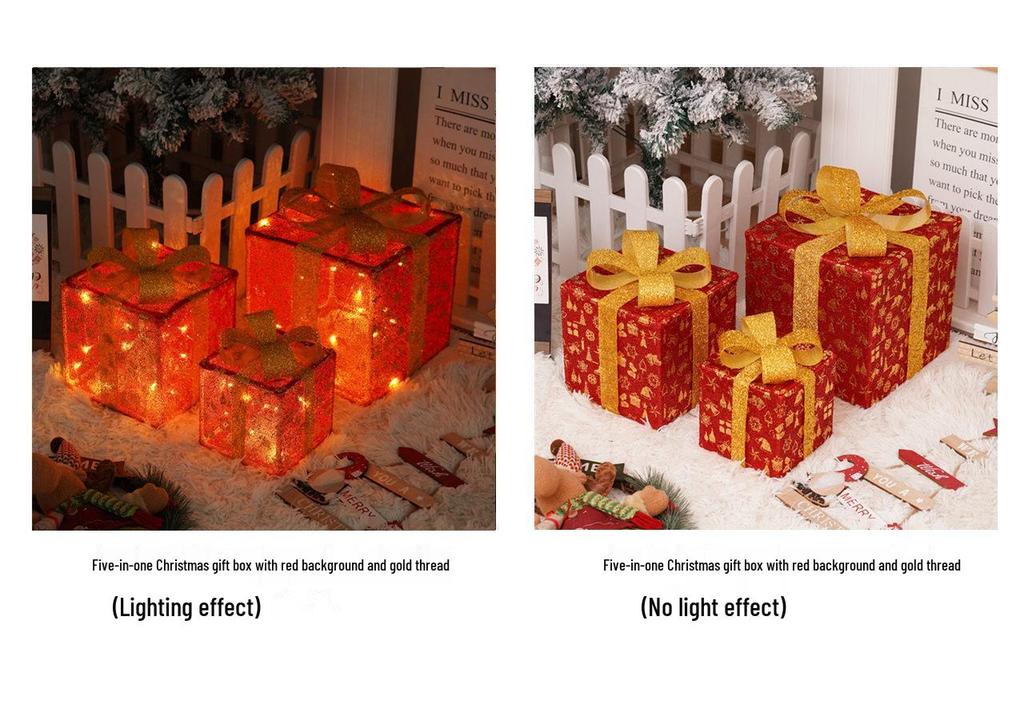 Cross-Border Christmas Luminous Gift Box Set: Outdoor Decorative Lights for Courtyard & Mall Display