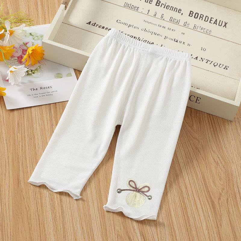 Children's Cropped Pants Girls' Leggings Thin Cut Outerwear Girls' Mid Pants Girls' Baby