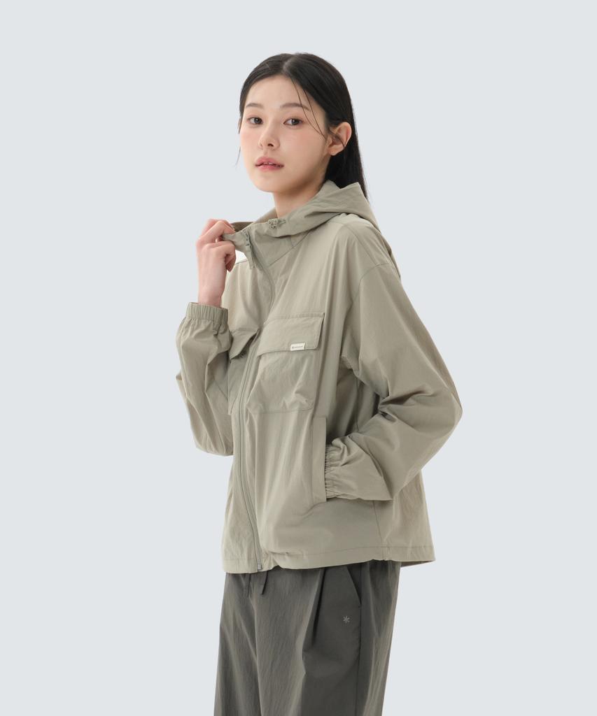 Snowpeak Apparel Root Women'S Pocket Windbreaker (S26Mwrwb61) Khaki Gray