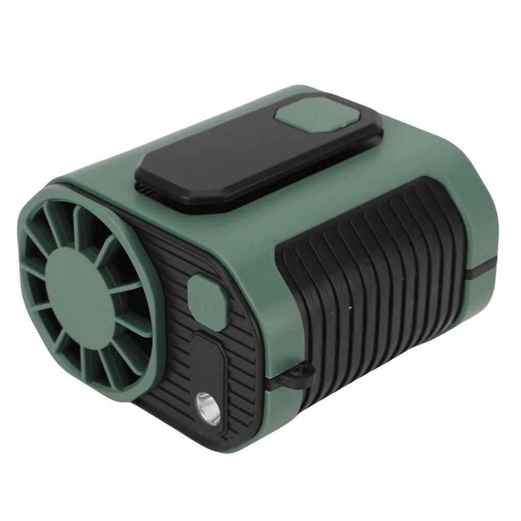 Waist Clip Fan with LED Light USB Rechargeable Portable Cooling Fan for Outdoor Travel Work Gardening 10 Wind Levels Dark Green