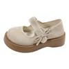 Retro French white thick-soled light-mouth cool single shoes women's summer 2025 new models with skirts to increase the height of round-head Mary J