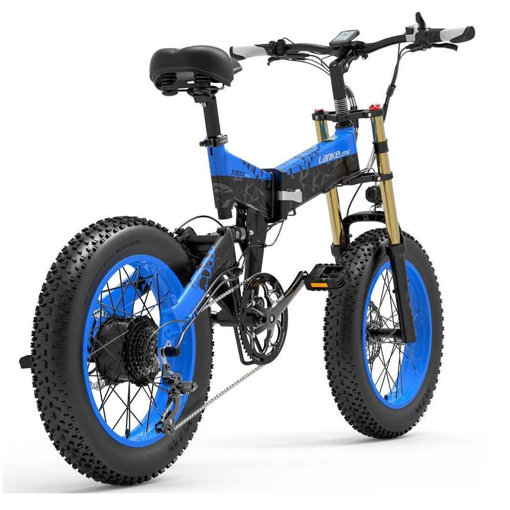 Electric Bicycle Lankeleisi 20" 1000W Motor Adult Ebike 48V 17.5AH Full Suspension 7 Speed Top Speed 40Km/h Load 150Kg X3000 Plus