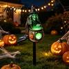 Sonnenlichtabsorbierende Harz-Bastelarbeiten Solare Hexenkessel Gartenpfahl-Licht Halloween Leuchtender Weg Magischer Tranktopf Statue Lampe Wasserdicht