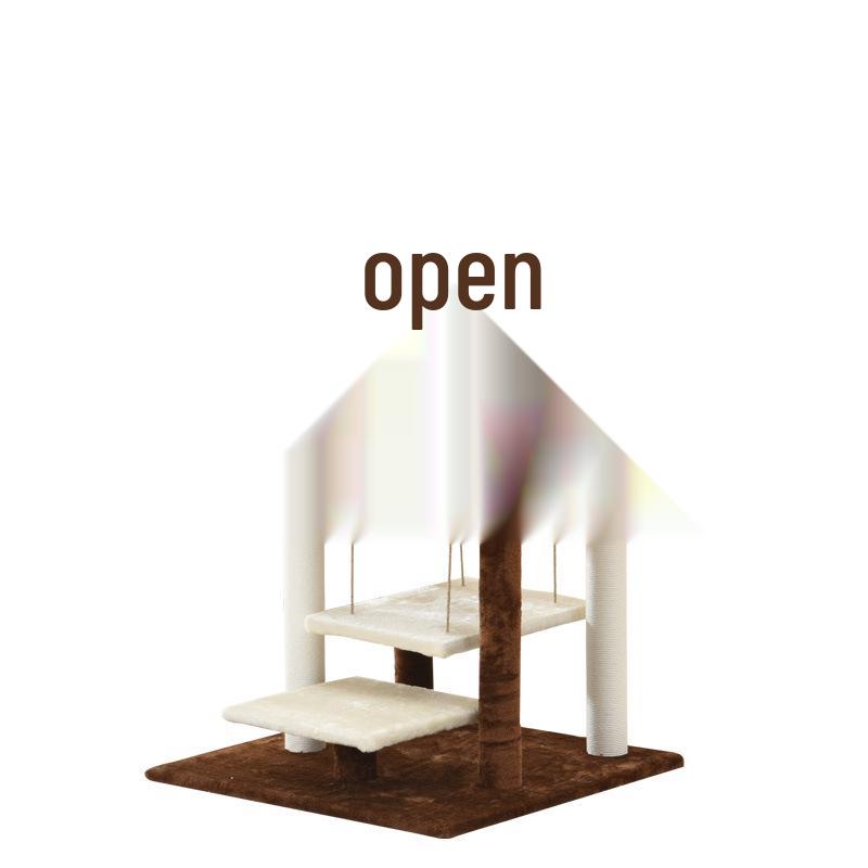 Large Space-Saving Multi-Layer Wooden Cat Tree Villa with Wear-Resistant Space Capsule Design