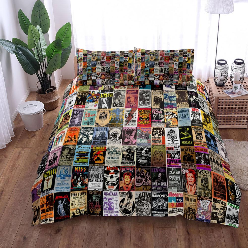 

Комплект постельного белья с эффектом памяти в стиле ретро 80-х годов в стиле панк King Queen Double Full Twin Single Size 140x210cm