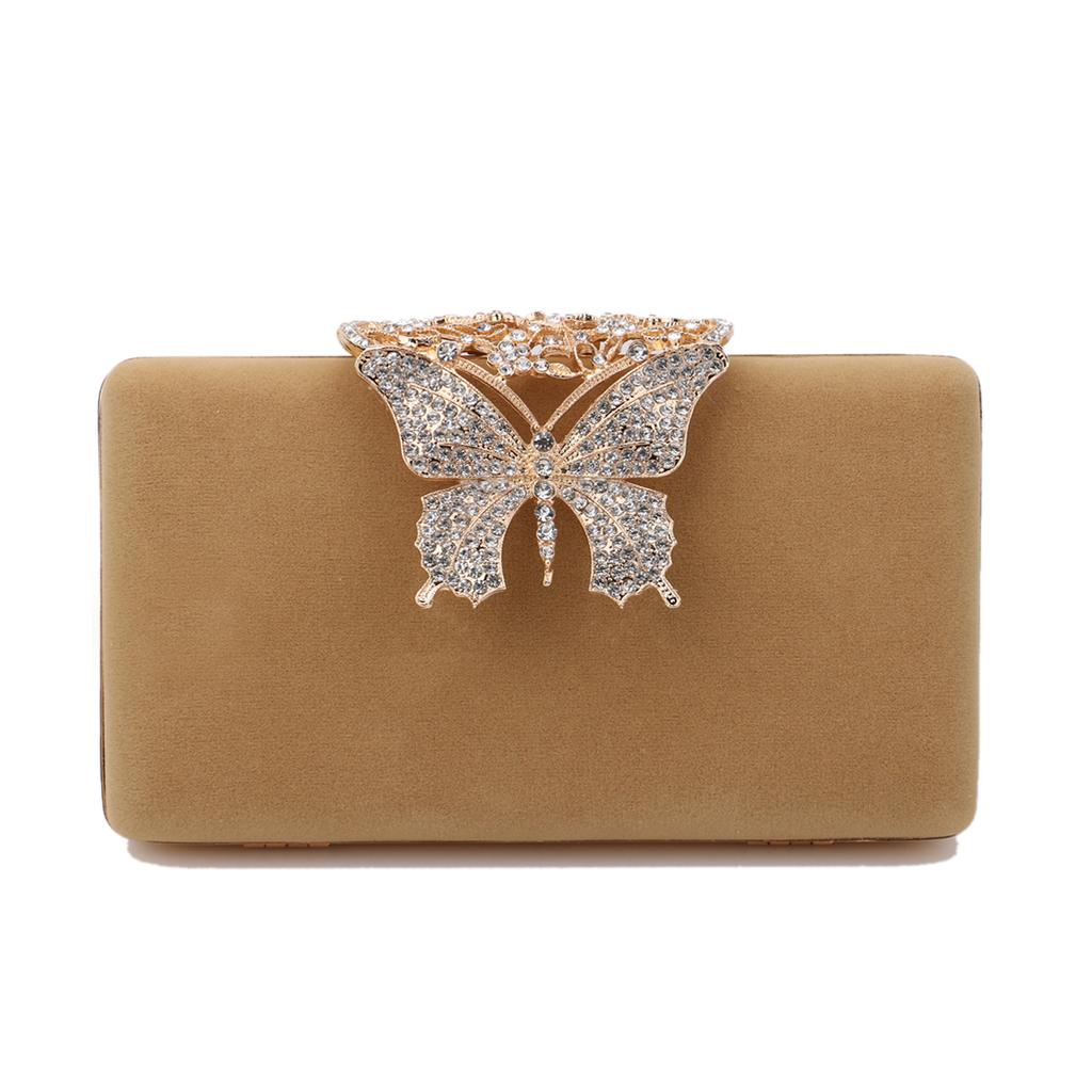 Women Evening Bags Butterfly Golden Day Clutch Rhinestones Shoulder Chain Party Holder Handbags For Fashion Lady Purse