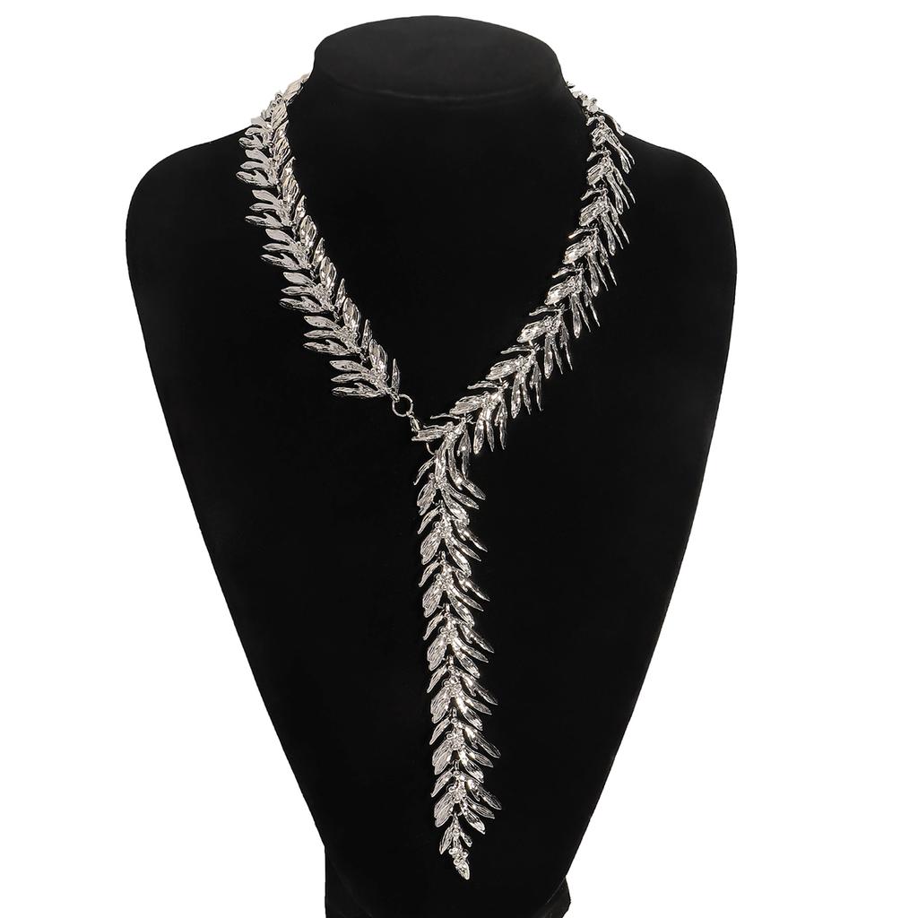 Collana con Nappa a Foglia Metallica ZAA da Donna, Gioielli Eleganti Bohémien per Celebrazioni, Accessori per Vacanze Estive, Festival, Matrimoni