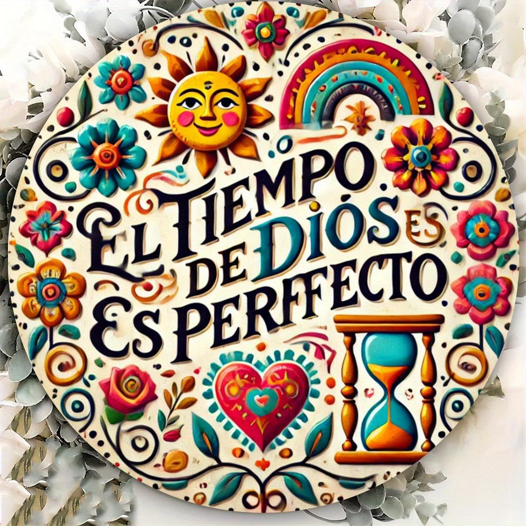 "God's Time Is Perfect" Sign. Weather-resistant Aluminum Art for Courtyard, Garage or Café.