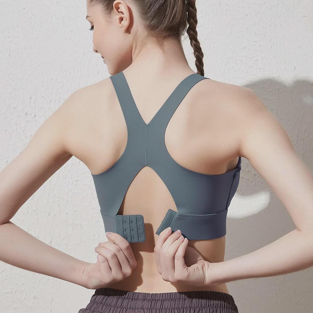 Women's Seamless Sports Bra with Chest Pad: Anti-Sag, Shockproof, Gathered Design for Running & Fitness