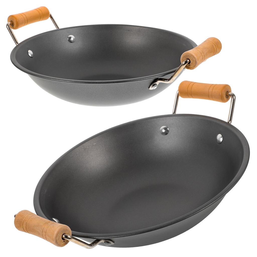 Frying Pans Nonstick with Lid Stainless Steel Griddle Work Thickened Pot Paella Metal Cooking Wok