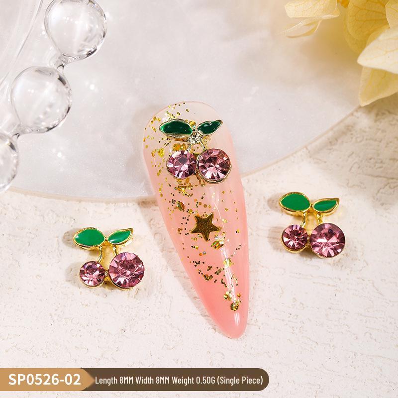 3D Cherry & Fruit Alloy Nail Art Rhinestones - Red, Pink, White Decorations