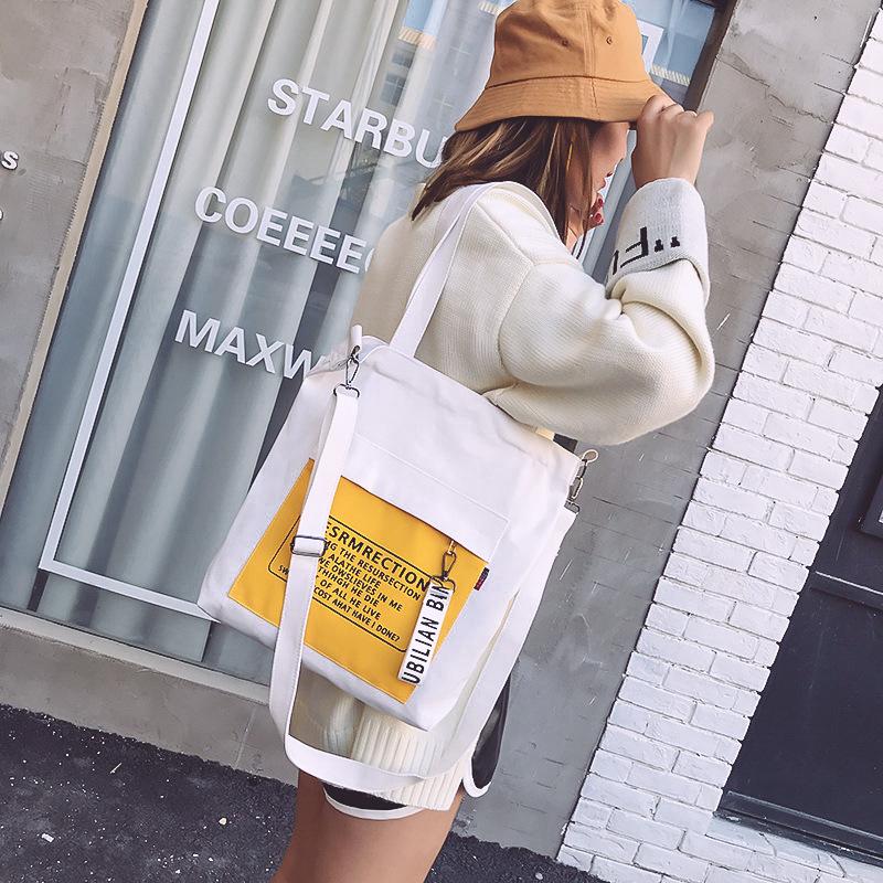 Canvas Bag Women'S Fashion Versatile Shoulder Crossbody Casual Simple Student Portable Make-Up Bag