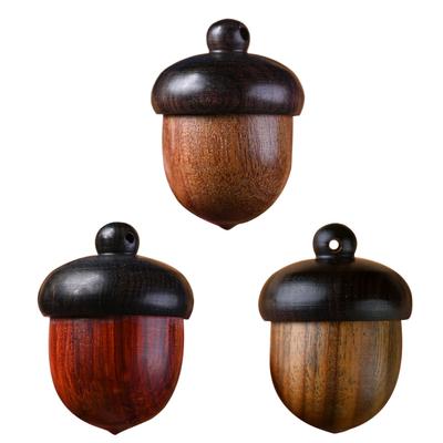 Mini Wood Pills Storage Can Cute 3D Pine Cone Designs Box Pendant Accessories for Essential Oils and Small Items