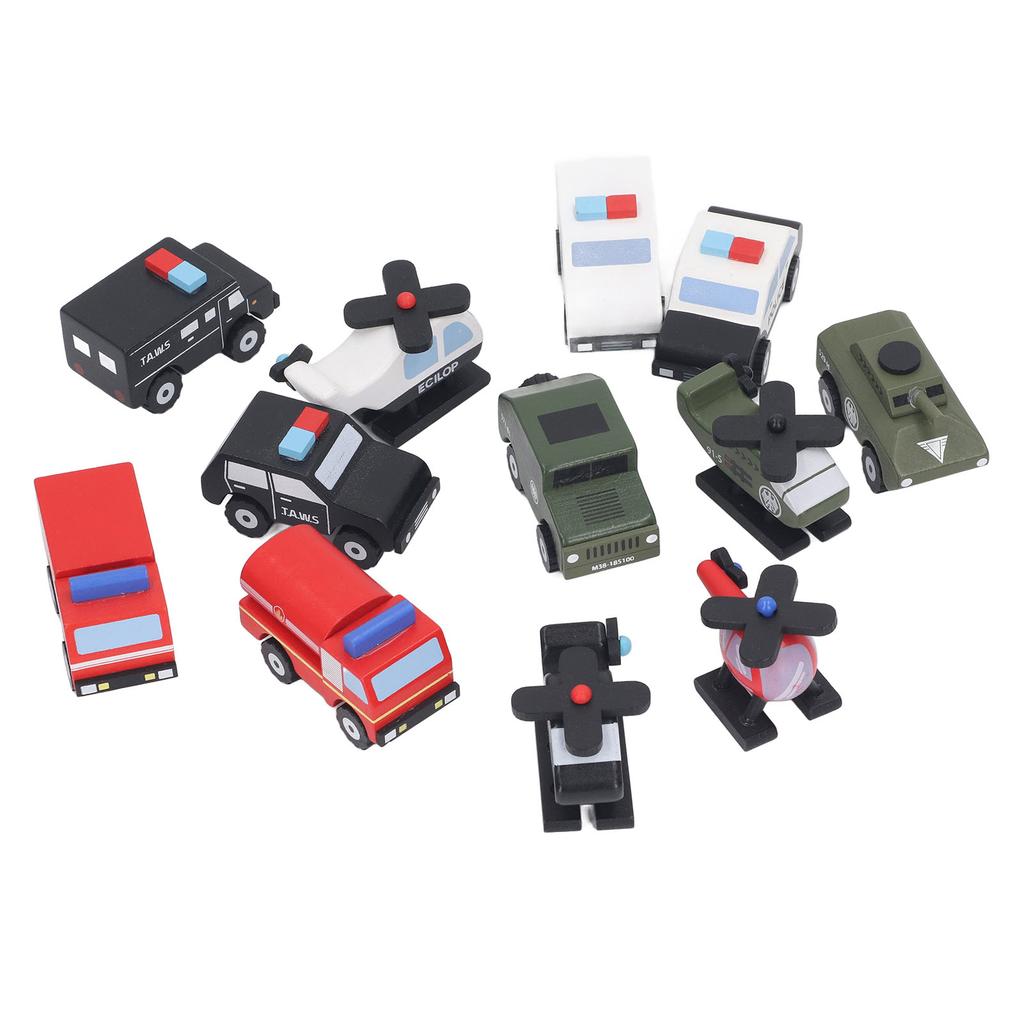 Miniature Toy Cars Plane Set Simulation Policed Car Series Wood Realistic Model Decoration Early