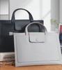 1pcs Customized Leather File Bag with Large Capacity, Thick Hand-held Zipper, Simple Laptop Bag, Storage and Data Bag