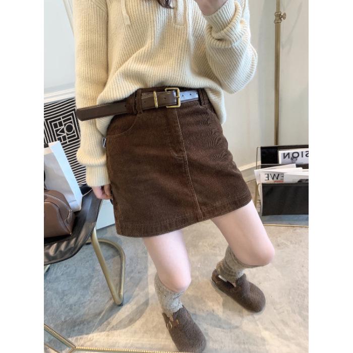 

Юбка миди из высококачественного французского вельвета с высокой талией, облегающая, для женщин, весна/осень 2025 Large (L)