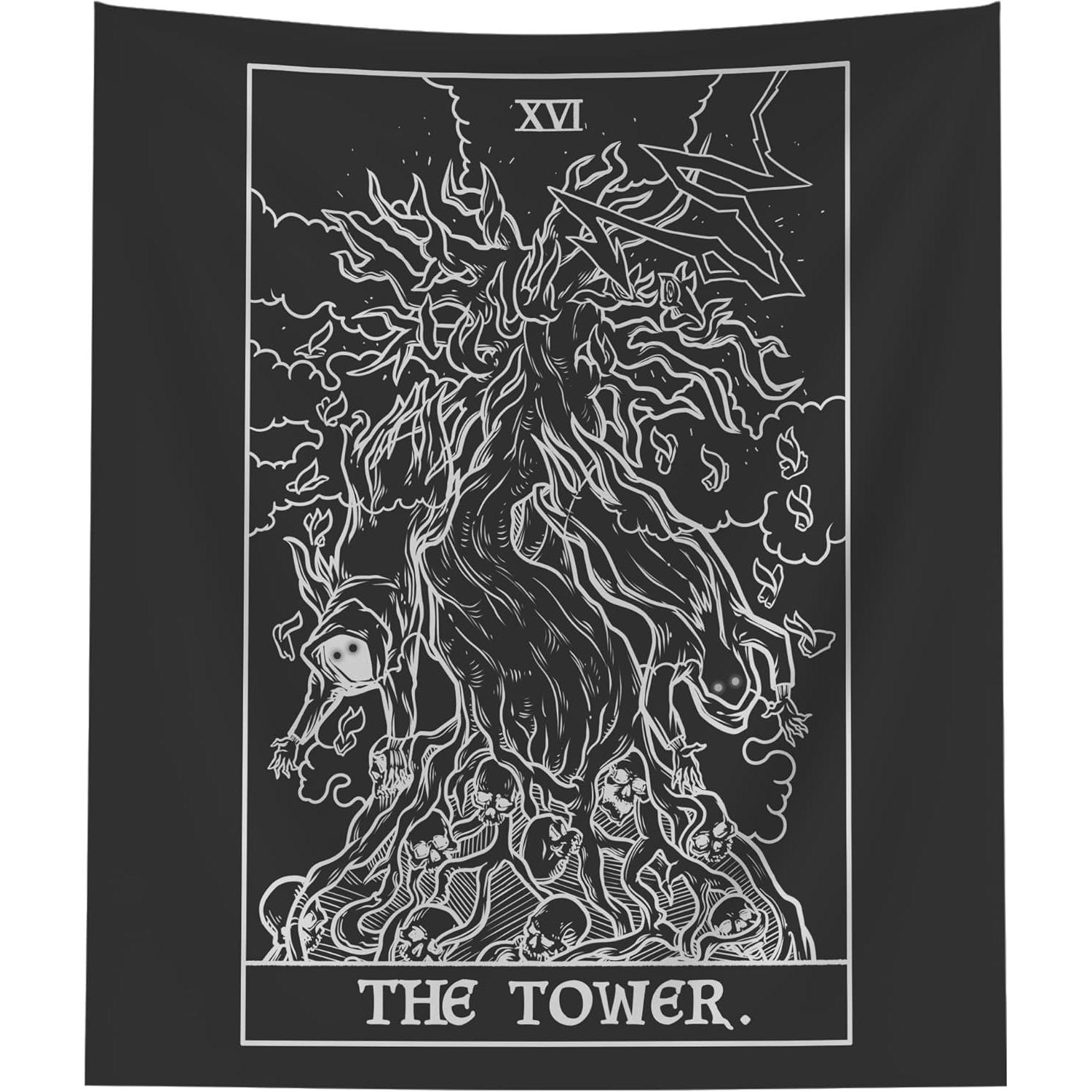 Tapestry tarot card The Tower of Black 75x100