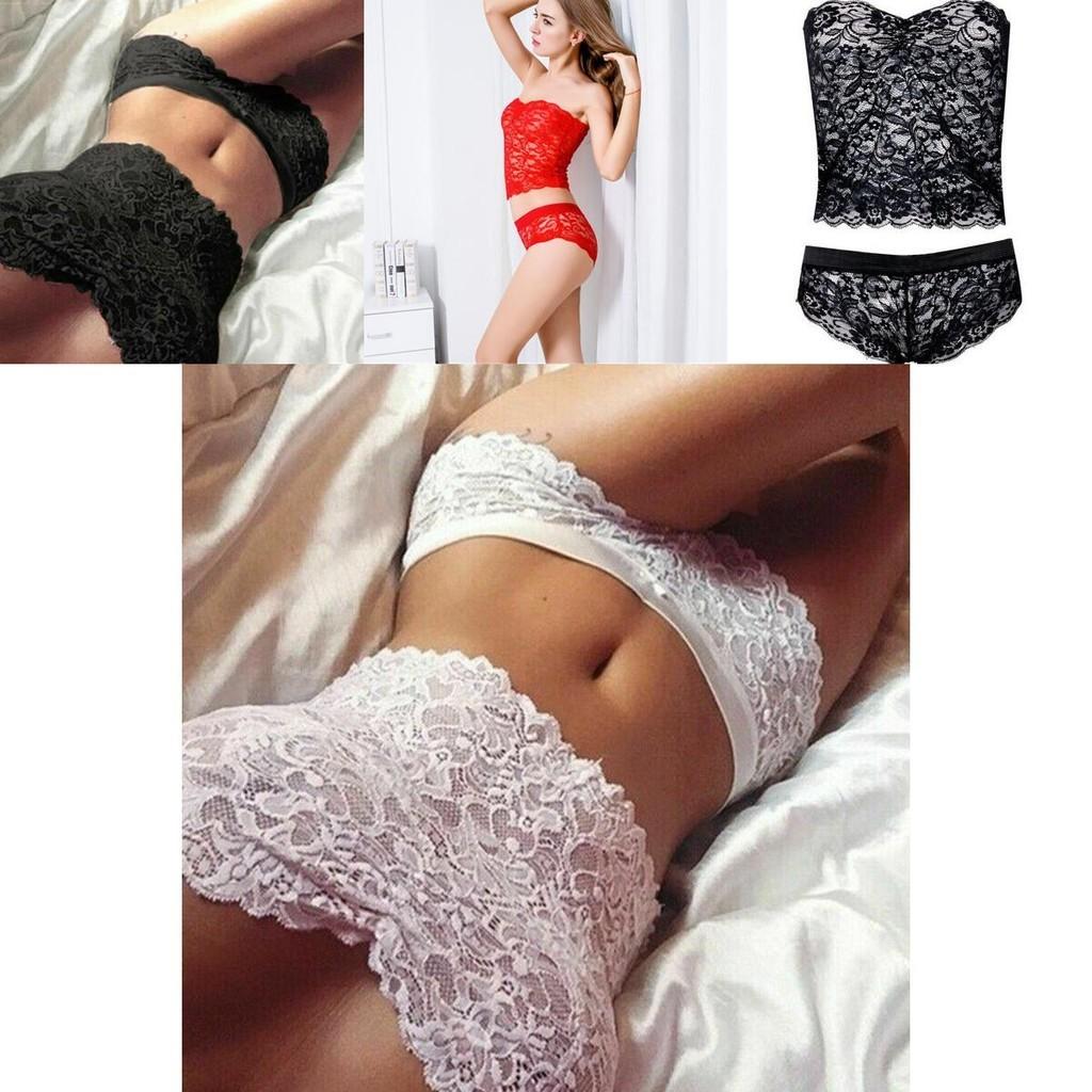 Lingerie Womens Sexy Lace Top Bra Ladies Thong Underwear Set Sleepwear Nightwear