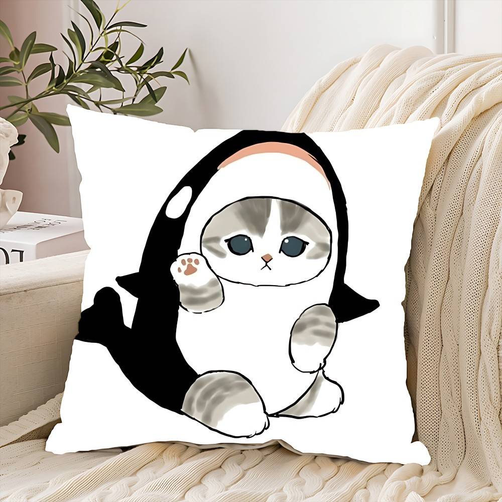 Hand Drawn Cute Cat Pillow Case Elegant Couple Home Living Room Bedroom Decorative Rectangle Pillowcase Sofa Cushion Cover