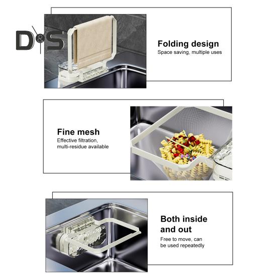 Disposable Sink Filter Rack with 100 Filter Mesh Bags Water Wave Texture Waste Rack Suction Cup Sink Strainer Rack Sink Filter Holder