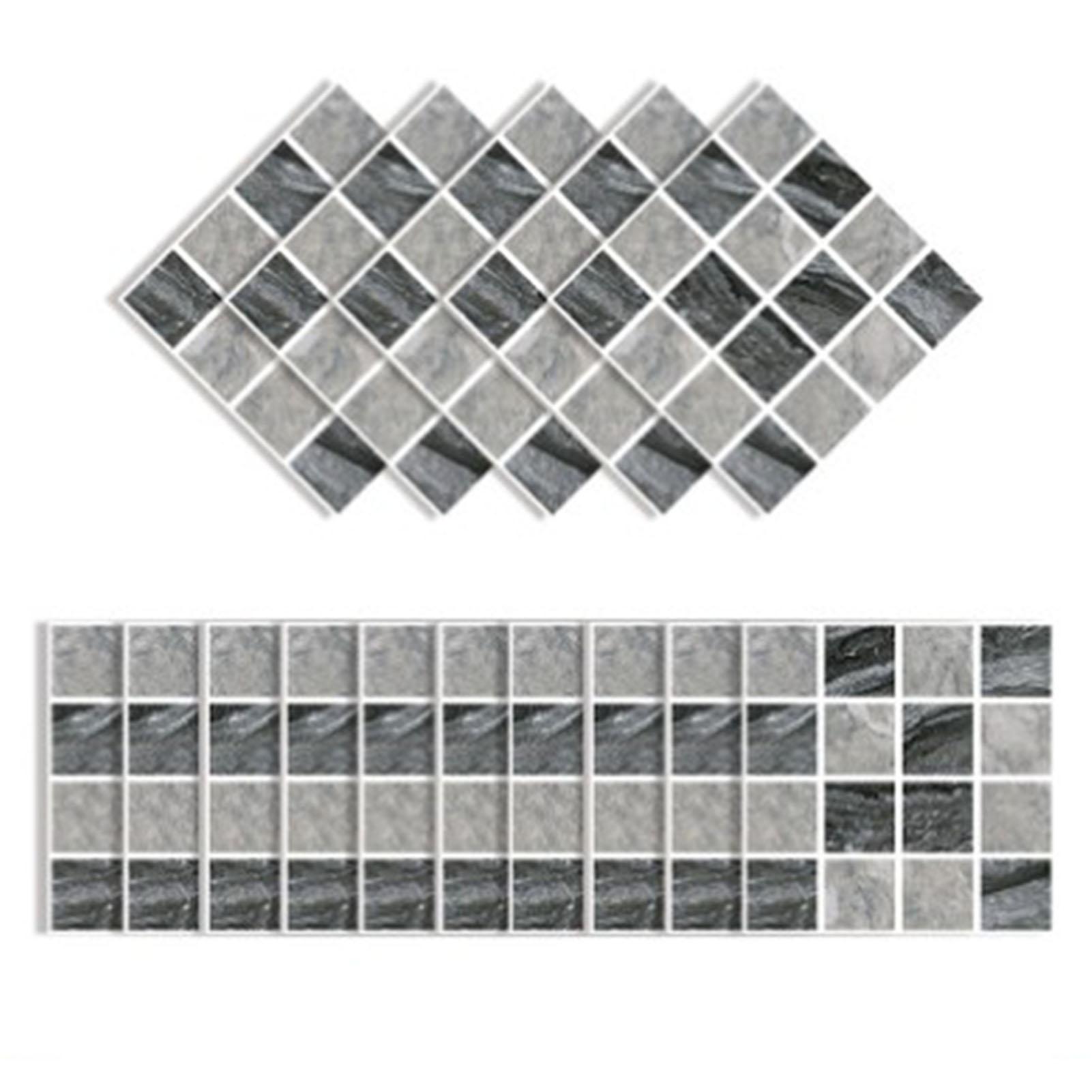 30 шт. Мозаичные обои ПВХ 3D Водонепроницаемые Маслостойкие Самоклеящиеся Наклейки на Стену для Кухонных Столешниц Светло-Серый Решетка