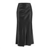 Damen Hoher Bund Satin Maxirock Wickel Raffung Elegant Bodycon Rock