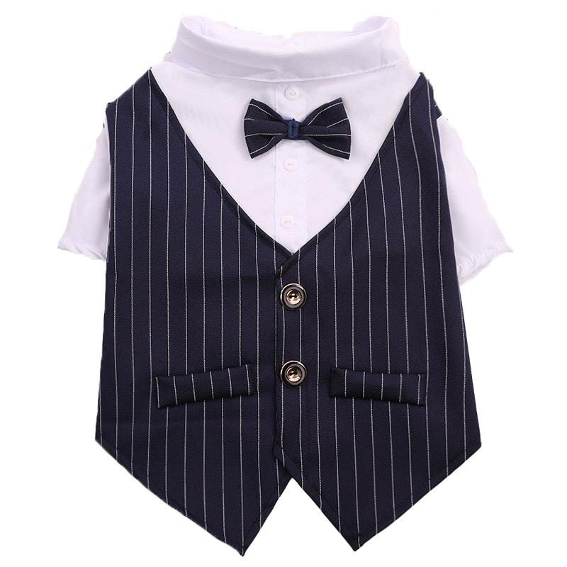Pet Clothes Dog Shirt Dog Tuxedo Bow Tie Shirt for Boy Dog Wedding Party Bulldog Pug Puppy Costume Pet Teddy Summer Thin Outfits