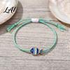 Colorful Striped Rope Bracelet Small Fish Handmade Braided Bracelet Boho Cute Woven Summer Beach Wrist Accessories String Adjustable Wristband