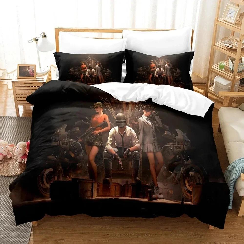 3D Print Game Battlegrounds PUBG Bedding Set Boys Girls Twin Queen Size Duvet Cover Pillowcase Bed Kids Adult Home Textileextile