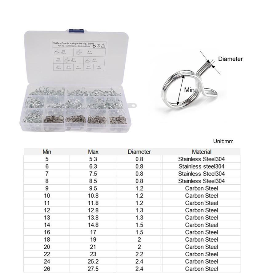 

150pcs Fuel Line Hose Spring Clamps Kit