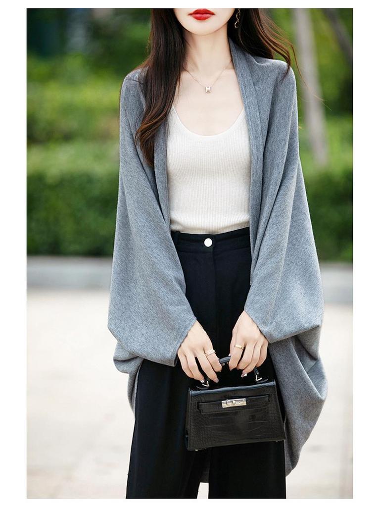 Women's Long-Sleeve Knit Cardigan - Spring/Autumn 2024, High-End, Loose Fit Sweater, Elegant Top
