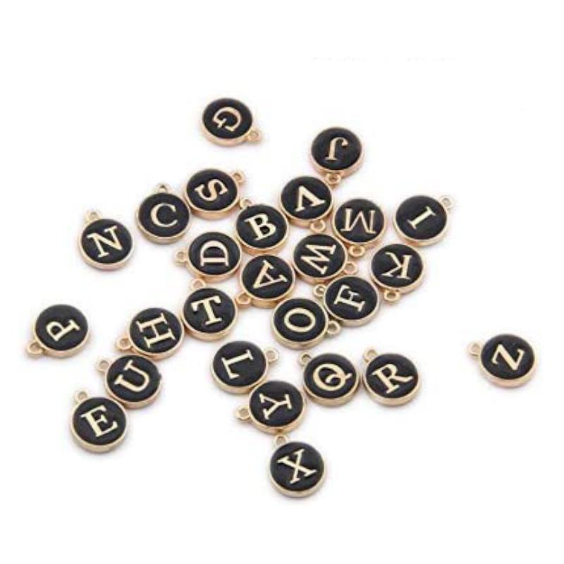 Colorful Dripping Oil Round Letter Pendant - DIY Alloy Jewelry Accessory for Bracelets & Anklets