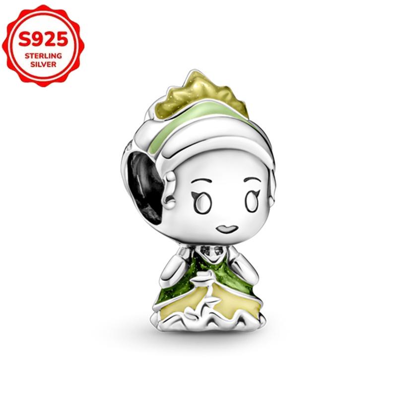 

Медь Стерлингового Серебра Шармы-Бусины Принцесса Яблоко для Женщин Оригинальный Браслет-Манжета DIY Ювелирный Подвеска Подарок