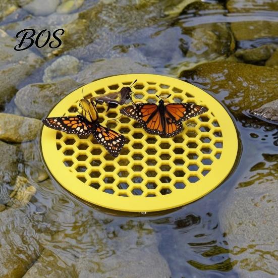 Bright Yellow Bee Float Floating Island, Honeycomb Design Drinking Platform, Safe Pollinator Garden Accessory for Bees Butterflies Cup Backyard