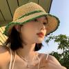 Straw Bucket Hat Women's Summer Hollow Breathable Straw Hat Summer Sun Hat Big Head Circumference Sun Protection Bucket Hat Tide