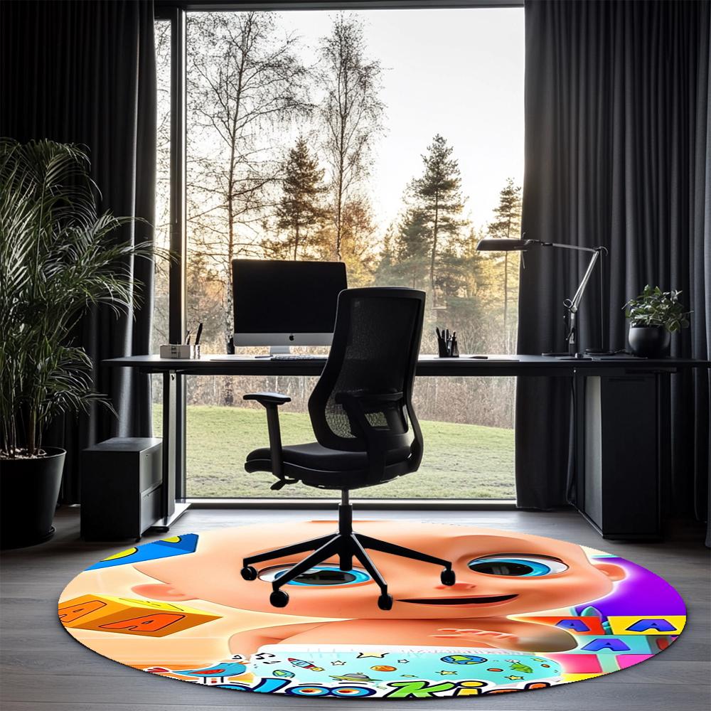 CoComelon Printed Round Rug Carpet Chair Rug Area Rug Entryway Doormats,for Office Chair Living Room Bedroom Kitchen Room.