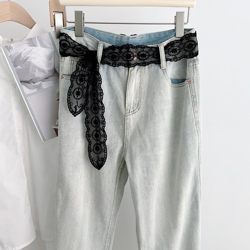 Narrow And Long Lace Belt Female Elegance Versatile Silk Scarf Multifunctional Decorative Hair Tie Ribbon Ribbon