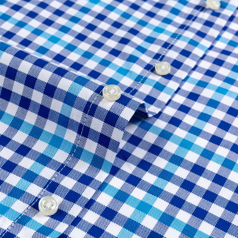 Men's Fashion Plaid Checkered Short Sleeve 100% Cotton Shirt Button-collar Holiday Youthful Striped Summer Casual Gingham Shirts