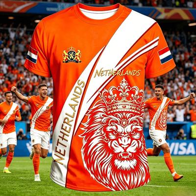 2026 Summer Dutch Football Jersey Men 3D T-Shirt Jersey Soccer Fashion Print Casual Women Short Sleeve Men's Sports Tee Shirt