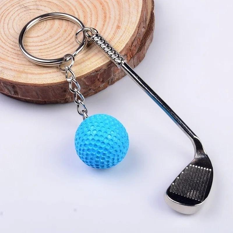 

New Cute Ornament Multi Color Metal Mini Golf Keychains Novelty Sports Keyrings Fashion Handbag Accessories
