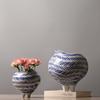 Creative Striped Ceramic Vase Hand Painted Porcelain Vase Flower Pot Ceramic Handicraft Home Decoration Accessories