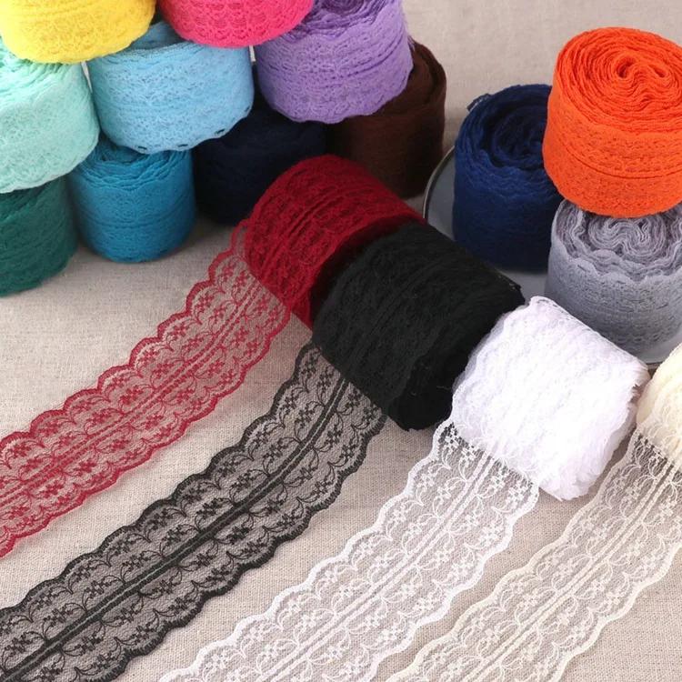 10Meters/Roll 4.5CM Red Black Blue Embroidery Lace Ribbon DIY Apparel Sewing Fabric Wedding Christmas Halloween Gift Decoration