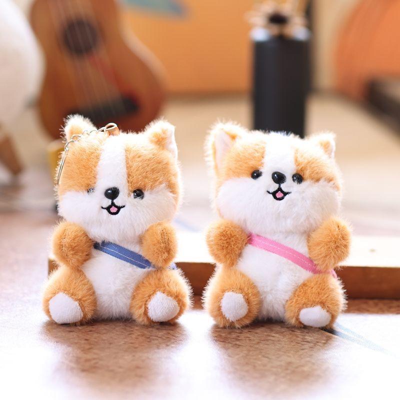 Corgi Puppy Plush Pendant Bag Hanging Decoration Keychain Animal Cartoon Doll