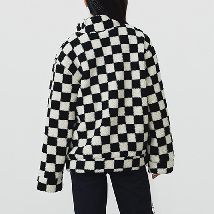Vans Fleece Jacket With Checkerboard Pattern Men Outerwear Black White VN0A53LO705
