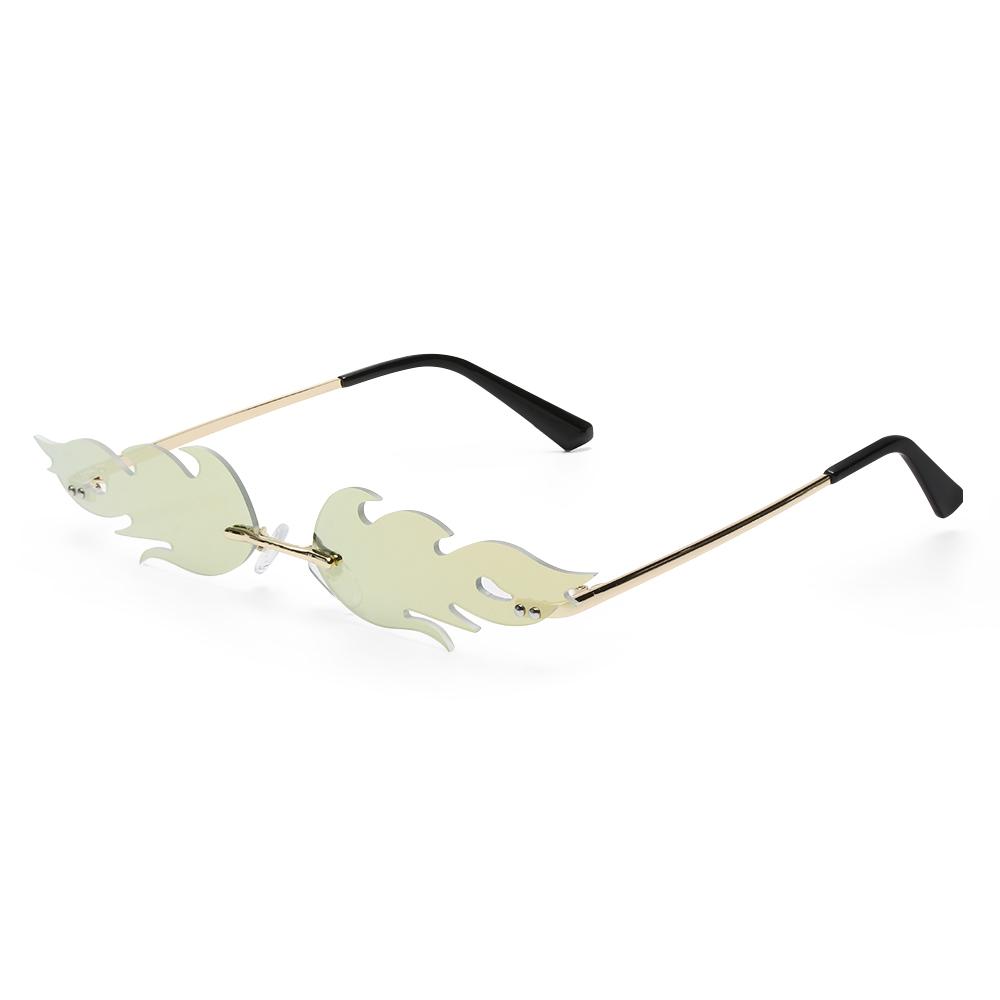 Luxury Frameless Dragon Phoenix Fire Shape Flame Rimless Fashion Sunglasses Narrow Sunglasses UV 400 Streetwear Trending Eyewear